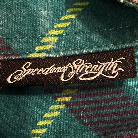 Speed and Strength Womens Reinforced Moto Shirt Teal Plaid Zip and Snap Sz Small - Picture 12 of 13